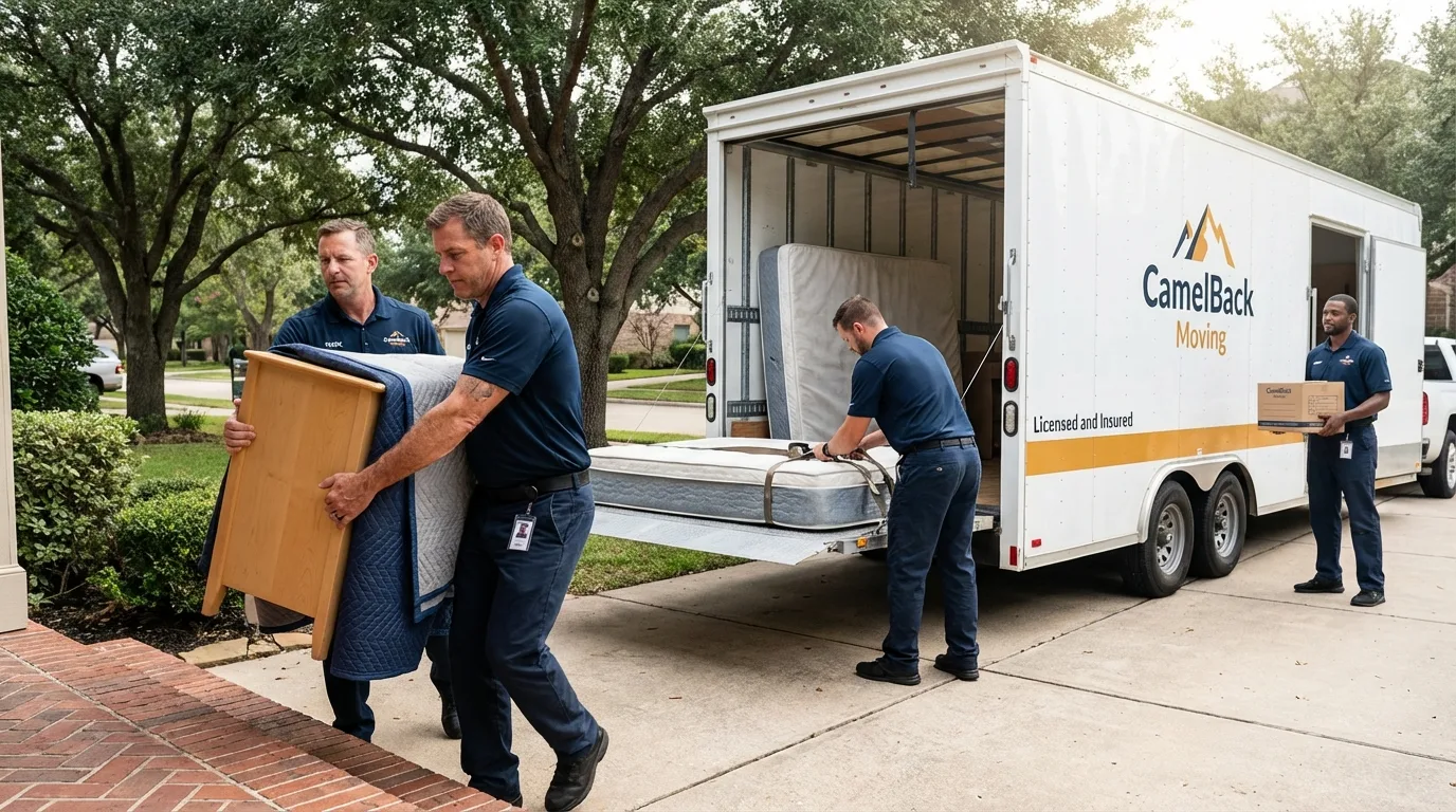 Crew loading residential truck for cross-state move from Darien, CT